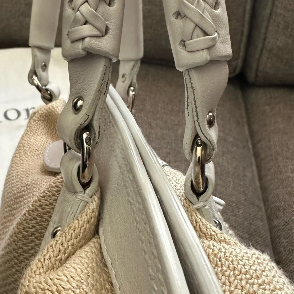 Vintage Dior “My Dior frame” raffia blend satchel - Picture 12 of 15